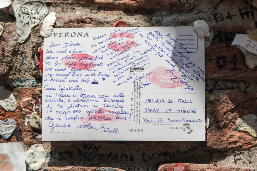 Letter to Juliet attached to a wall in Verona, Italy